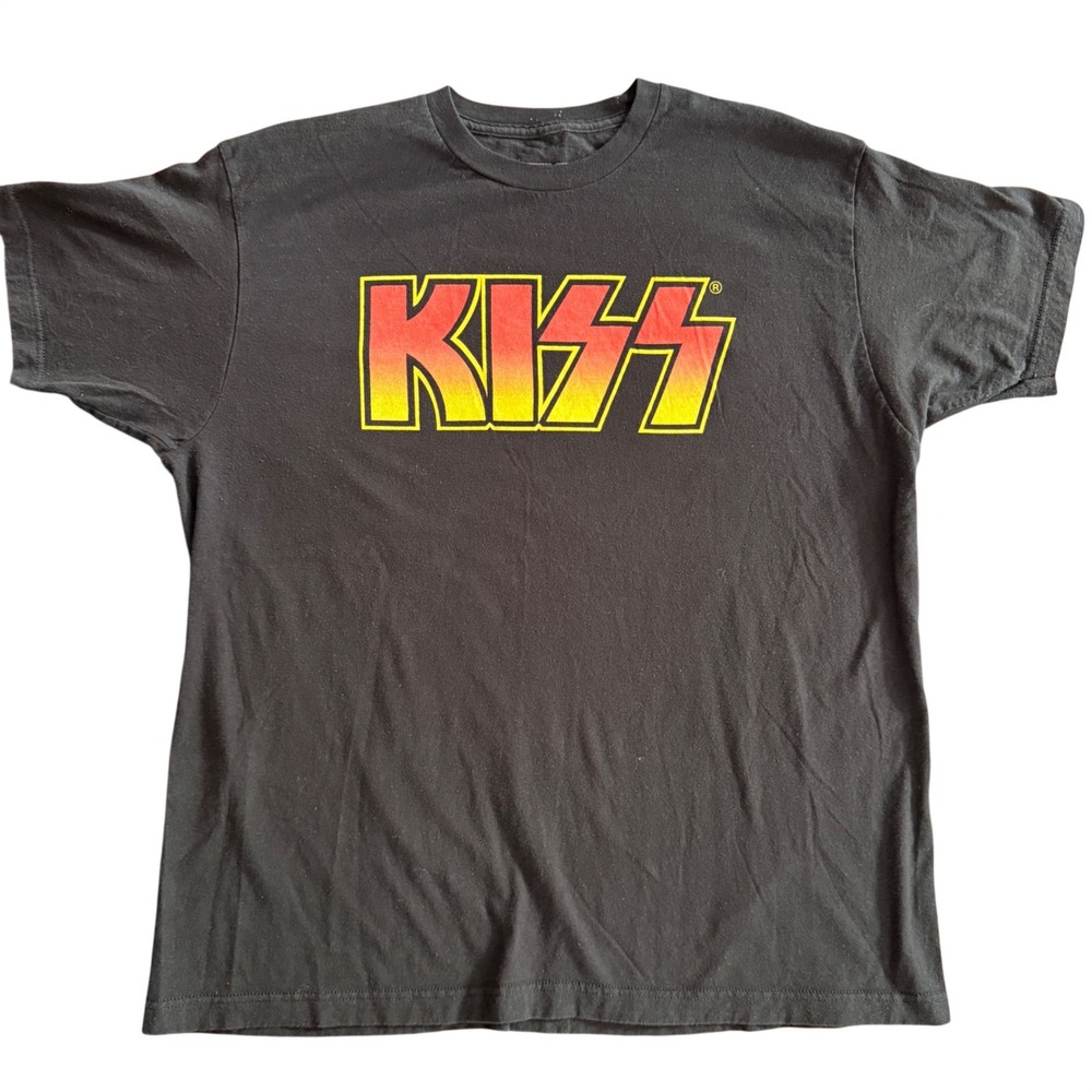 KISS Band Logo Graphic T Shirt Black XL 100% Cotton